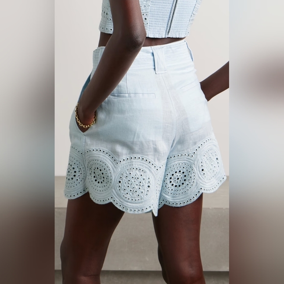 A.L.C.Milos belted broderie anglaise linen shorts - Picture 4 of 10